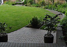 blue bricks in a london garden